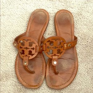 Tory Burch tan flip flops